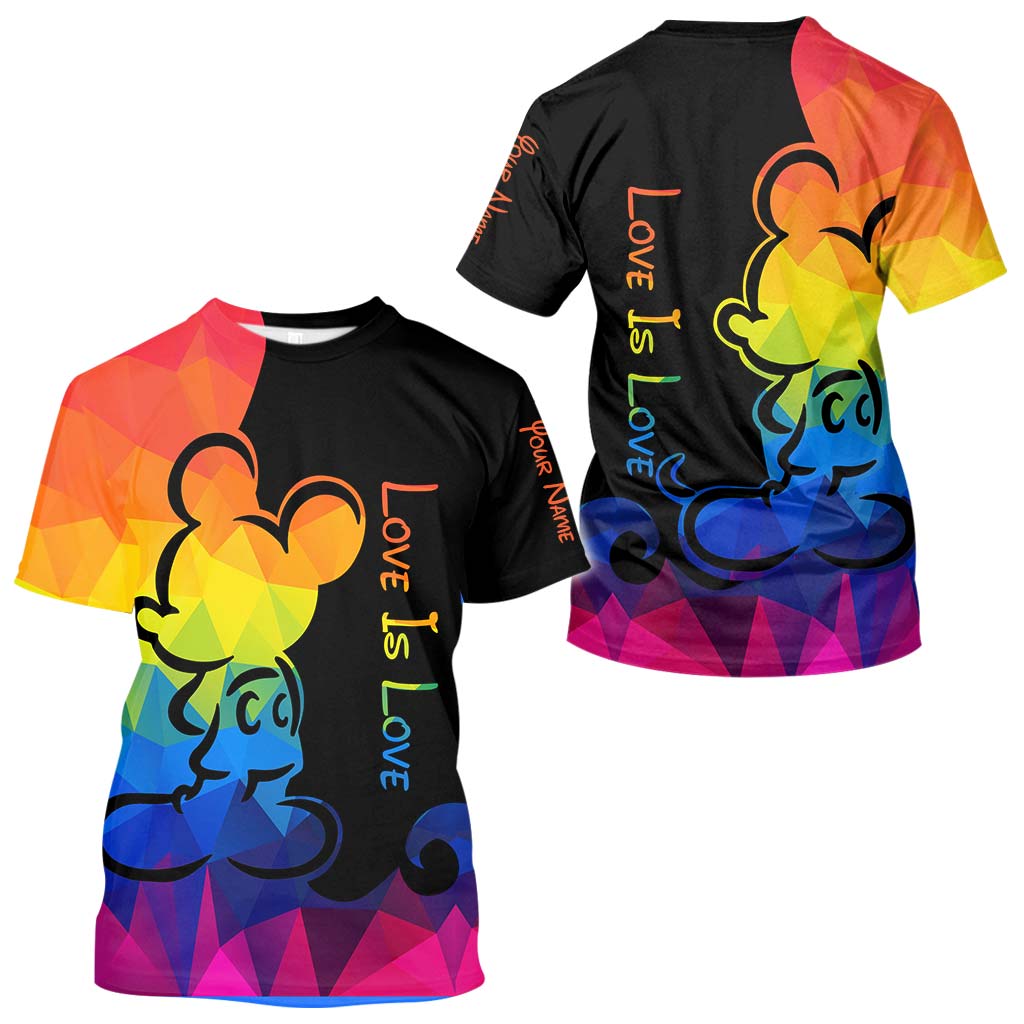 Personalized LGBT Pride T-shirt & Hoodie with Love Is Love Design All Over Shirt GradoCreations