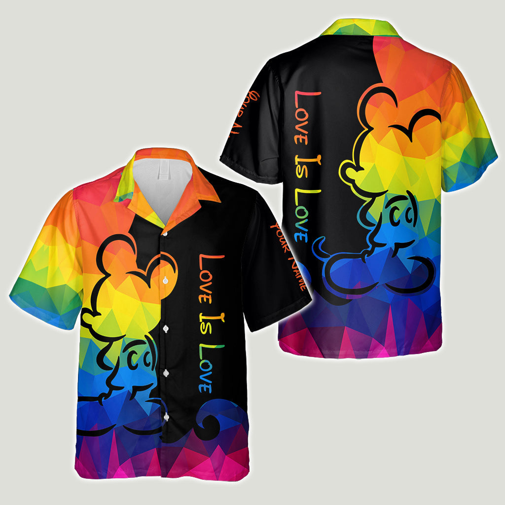 Personalized Love Is Love Hawaiian Shirt Custom Name LGBT Gift Hawaiian Shirt GradoCreations