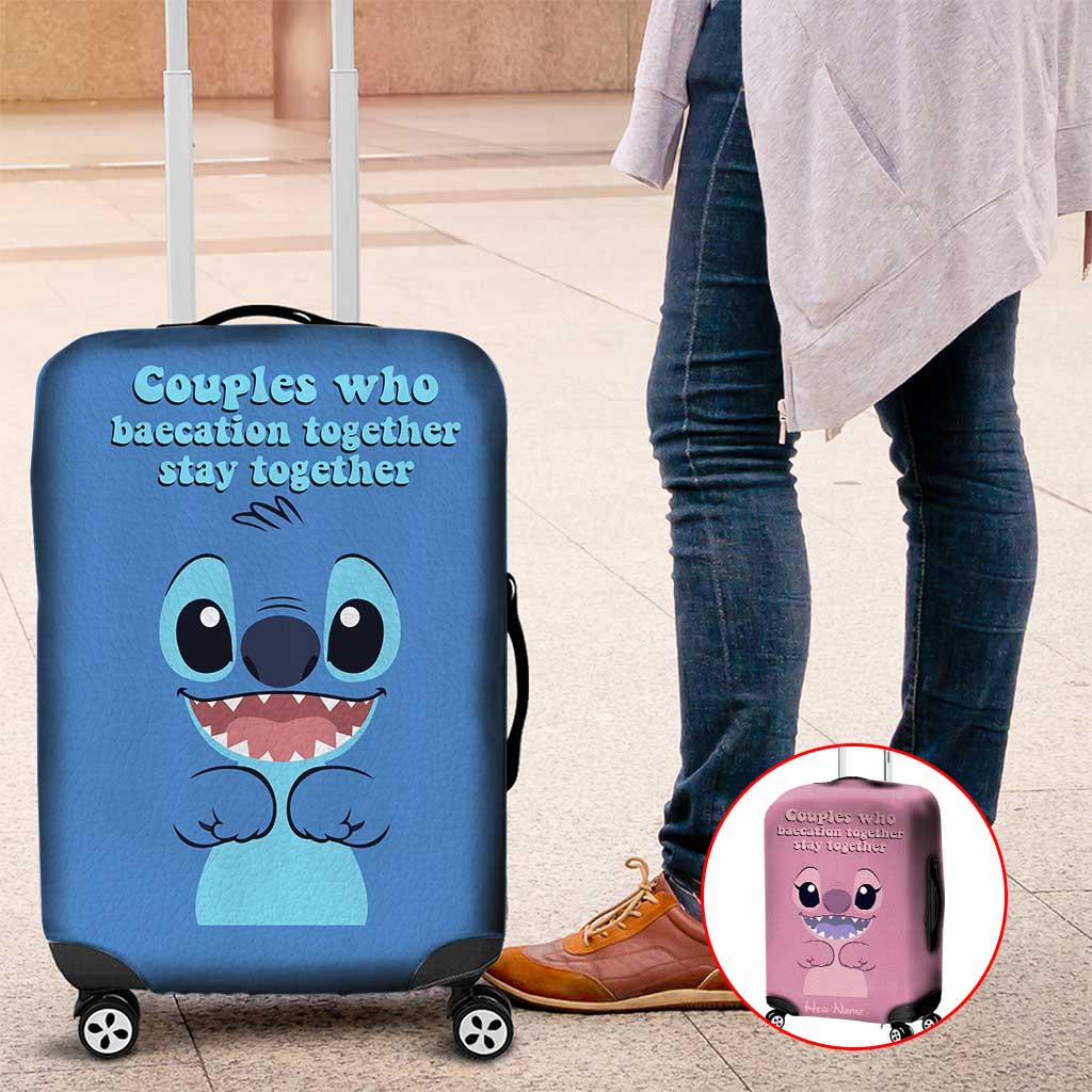 Personalized Luggage Cover for Couples with Leather Print Luggage Cover GradoCreations