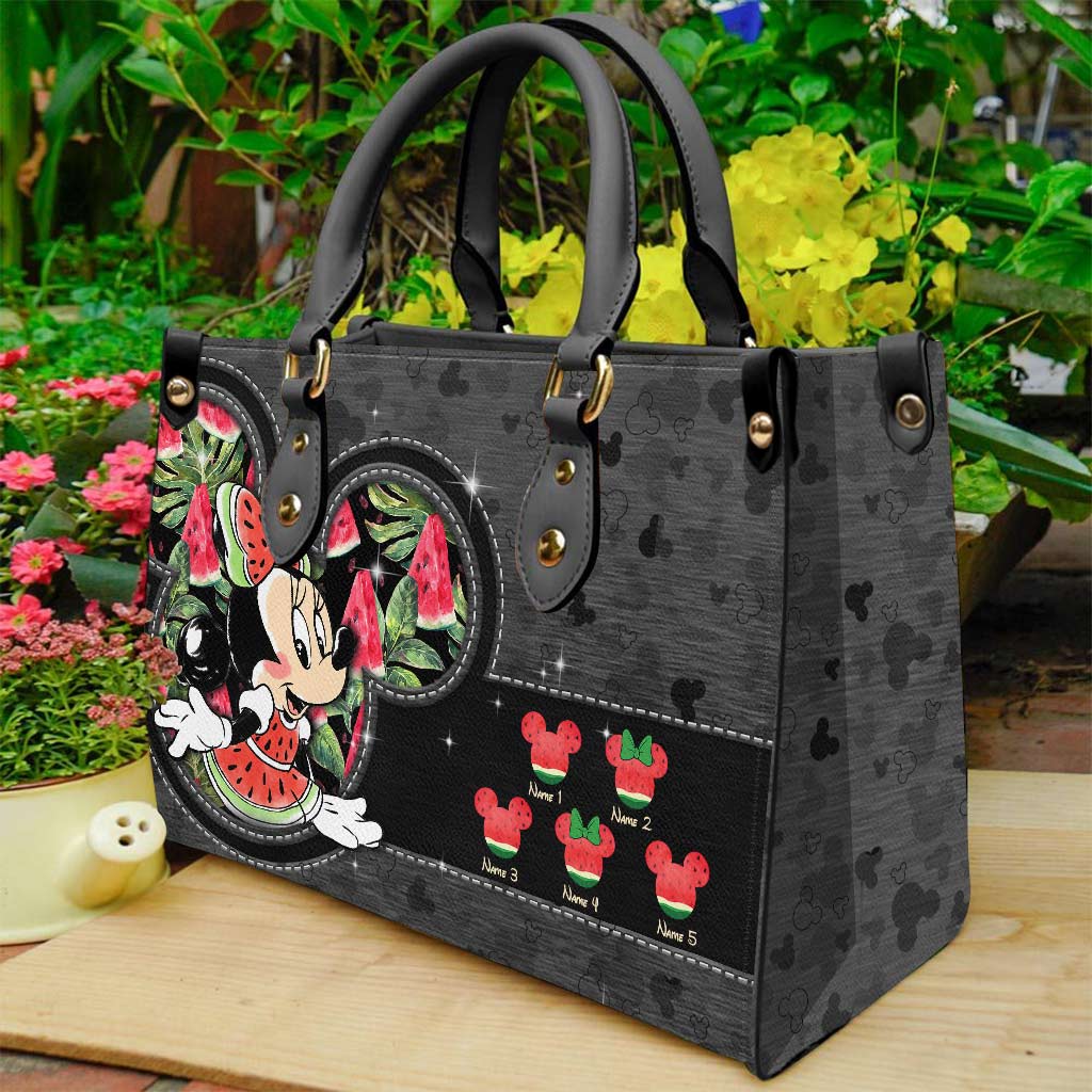 Personalized Grandma Leather Handbag with Watermelon Design Gift for Mom Leather Handbag GradoCreations