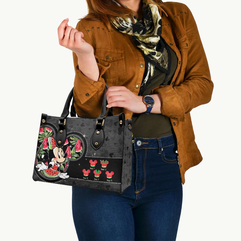 Personalized Grandma Leather Handbag with Watermelon Design Gift for Mom Leather Handbag GradoCreations