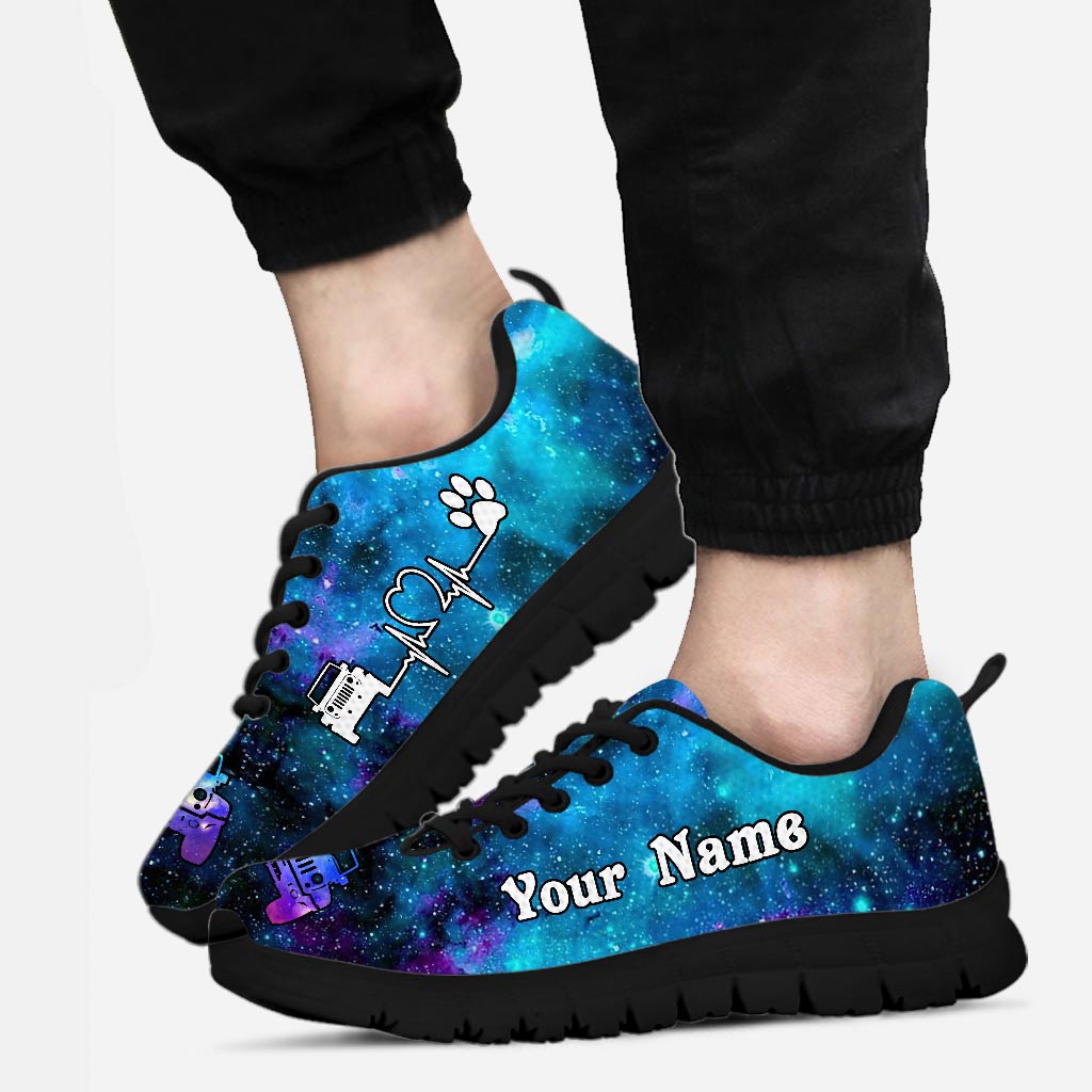 Personalized Galaxy Dog Theme Sneakers Custom Name Gift Sneakers GradoCreations