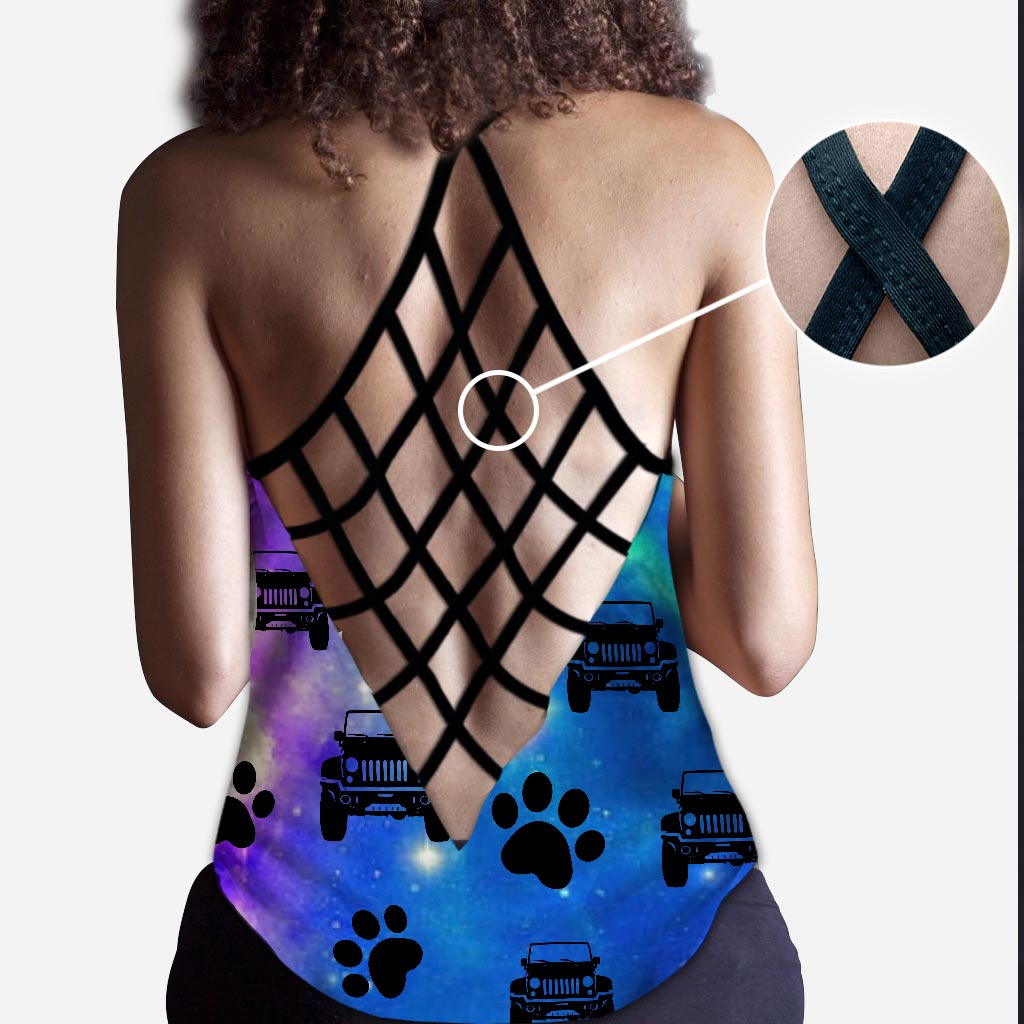 Personalized Dog and Jeep Themed Tank Top & Leggings Set Cross Tank Top & Leggings GradoCreations