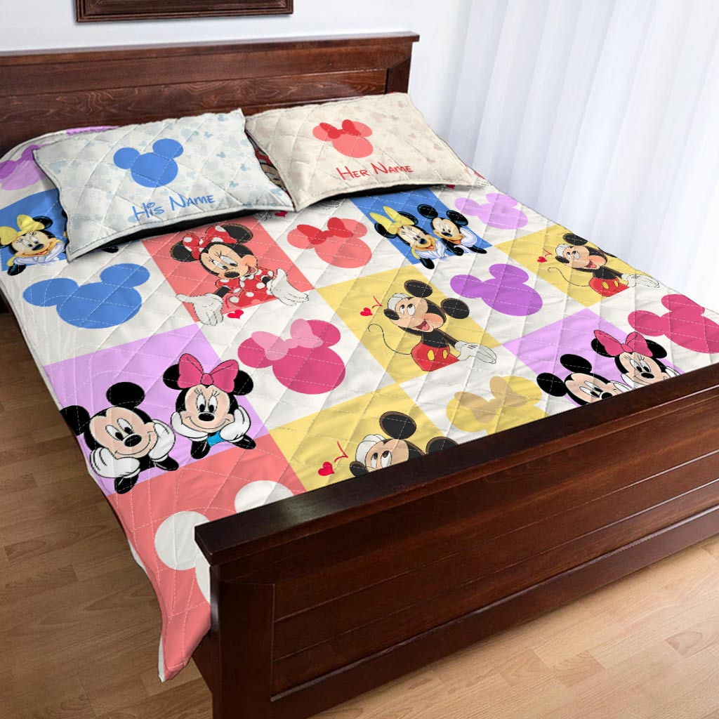 Personalized Mouse Quilt Set Custom Names Couples Gift Quilt Set GradoCreations