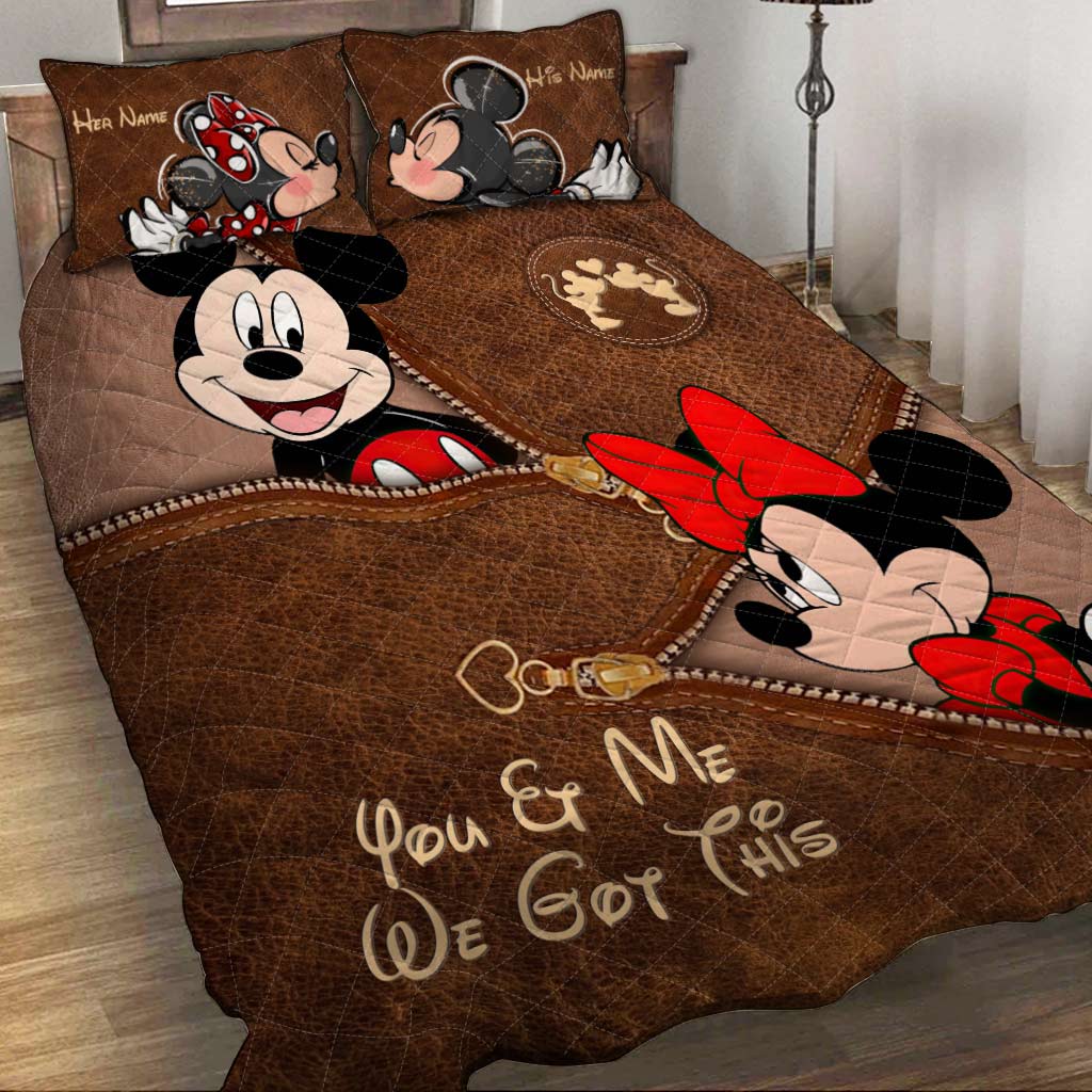 Personalized Couple Mouse Quilt Set with Your Names - Unique Anniversary Gift Quilt Set GradoCreations
