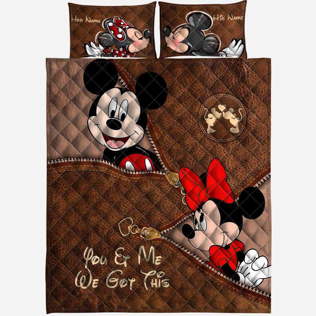 Personalized Couple Mouse Quilt Set with Your Names - Unique Anniversary Gift Quilt Set GradoCreations