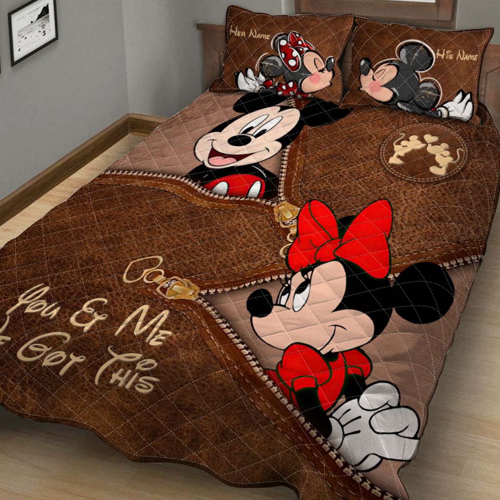 Personalized Couple Mouse Quilt Set with Your Names - Unique Anniversary Gift Quilt Set GradoCreations