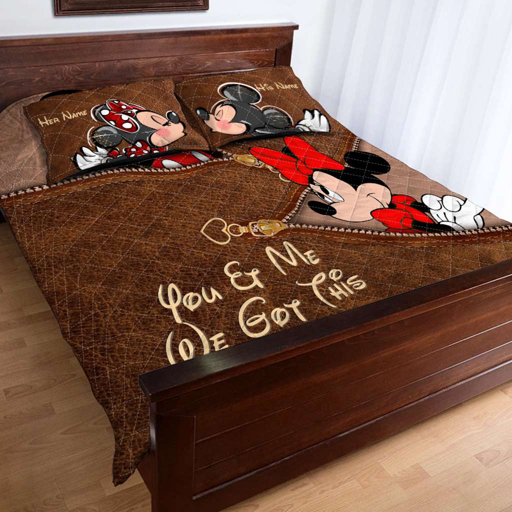 Personalized Couple Mouse Quilt Set with Your Names - Unique Anniversary Gift Quilt Set GradoCreations