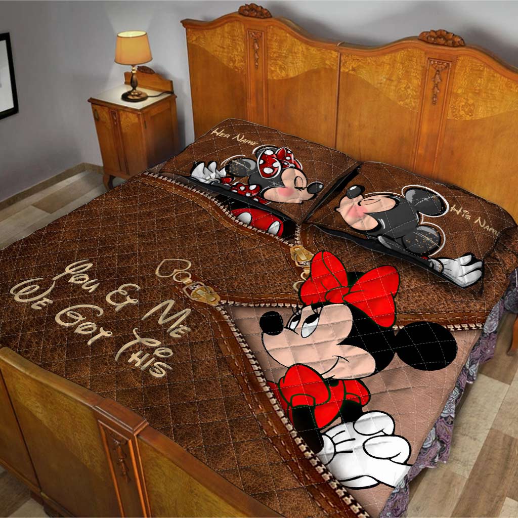 Personalized Couple Mouse Quilt Set with Your Names - Unique Anniversary Gift Quilt Set GradoCreations
