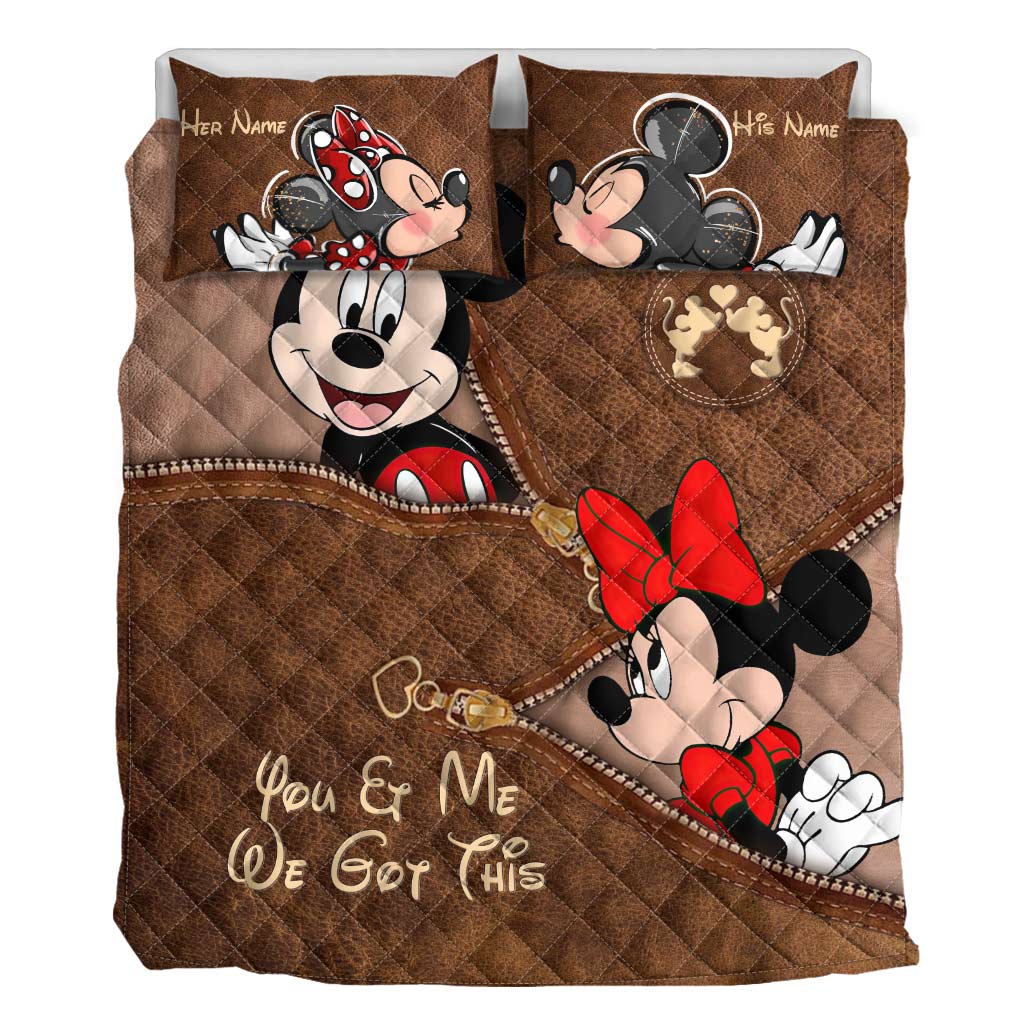 Personalized Couple Mouse Quilt Set with Your Names - Unique Anniversary Gift Quilt Set GradoCreations