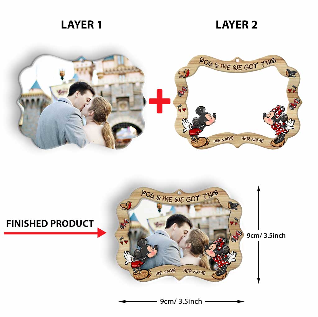 Personalized Layered Wood Christmas Ornament with Photo Frame for Couples Layered Wood Ornament GradoCreations