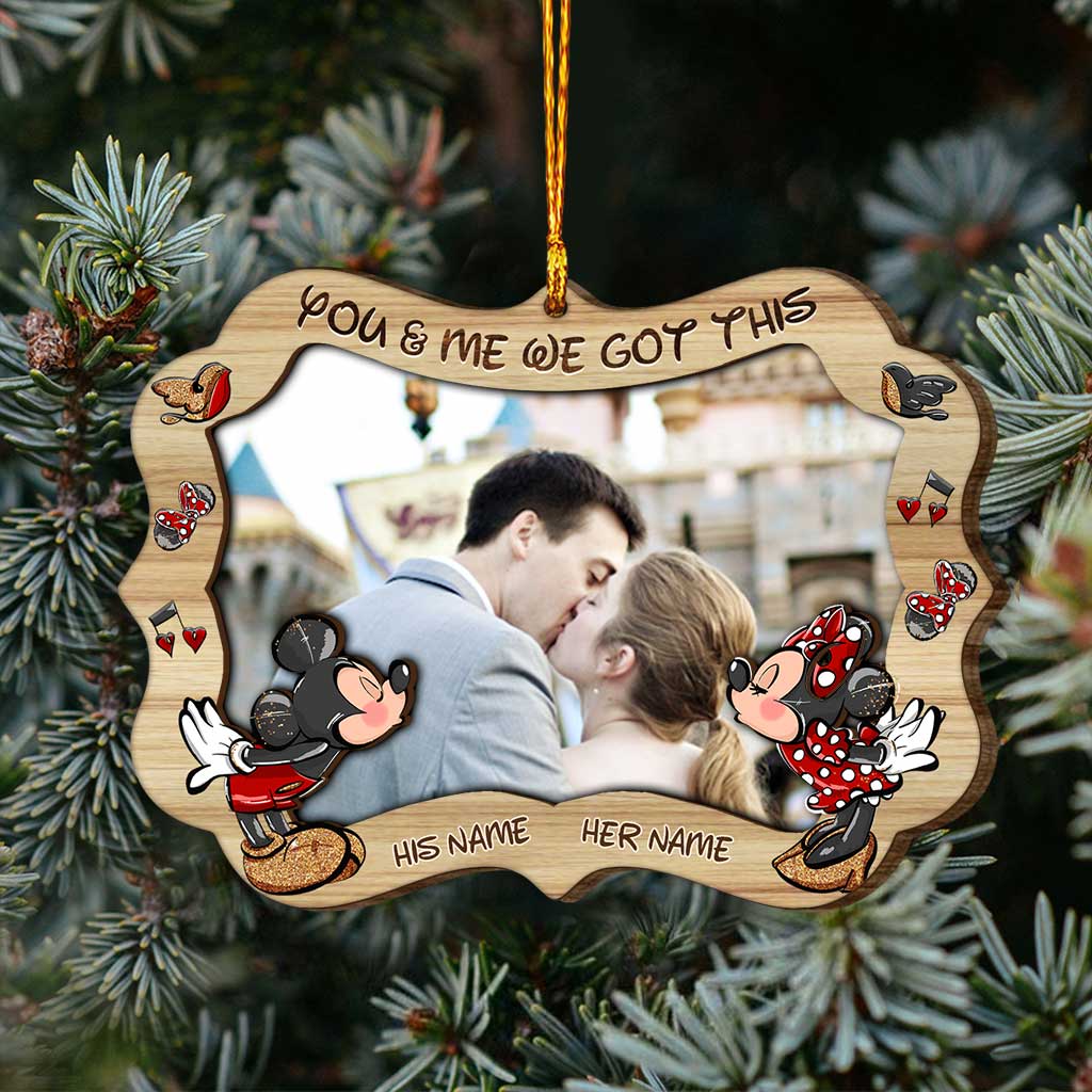 Personalized Layered Wood Christmas Ornament with Photo Frame for Couples Layered Wood Ornament GradoCreations