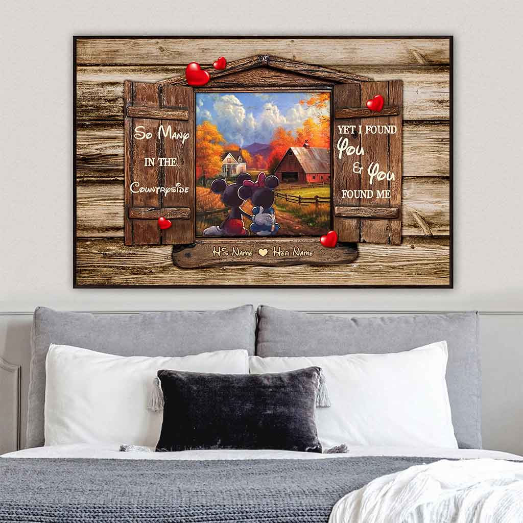 Personalized Mouse Poster Gift for Couples with Custom Names Canvas and Poster GradoCreations