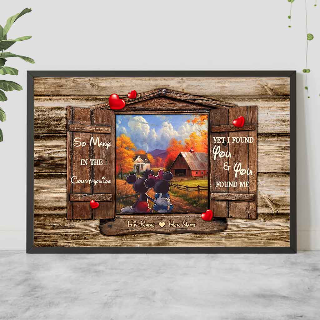 Personalized Mouse Poster Gift for Couples with Custom Names Canvas and Poster GradoCreations