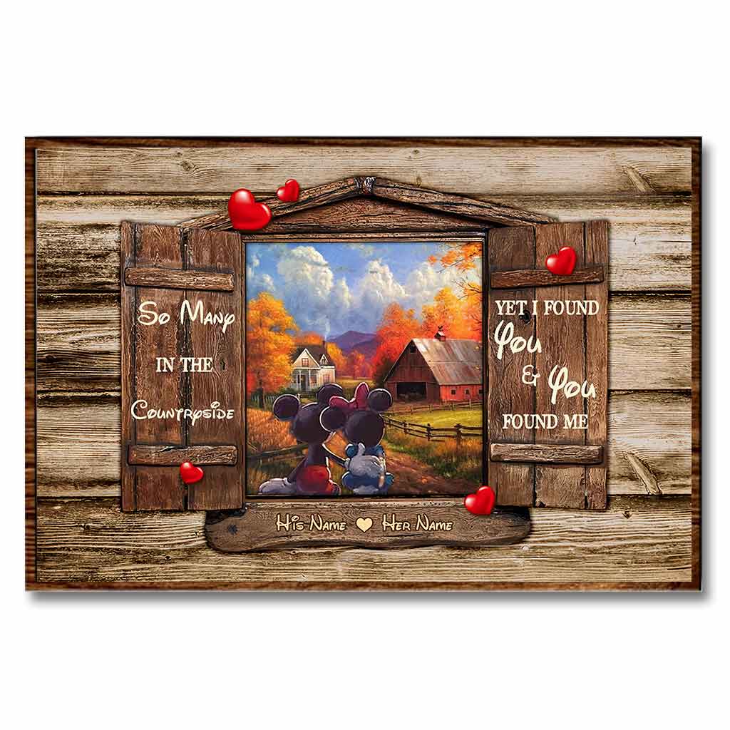 Personalized Mouse Poster Gift for Couples with Custom Names Canvas and Poster GradoCreations