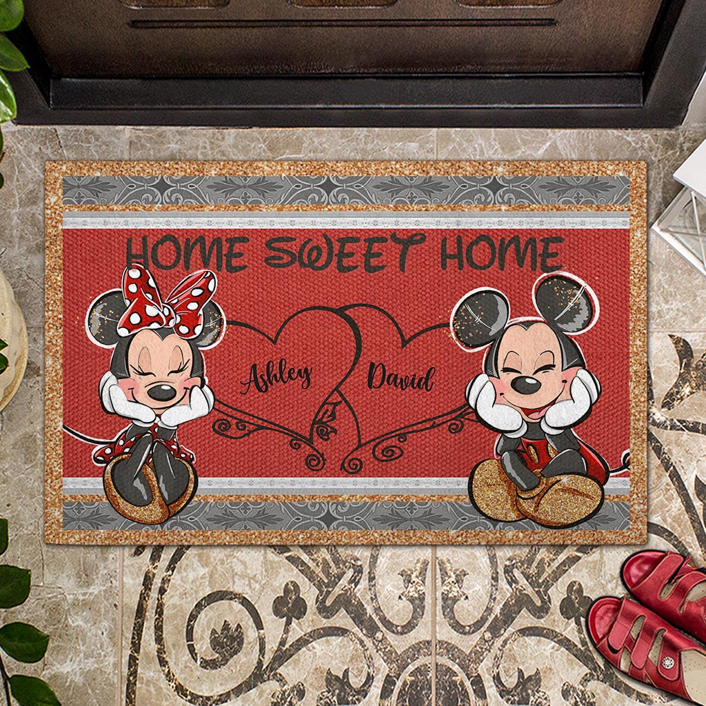 Personalized Mouse Doormat with Names Cute Home Decor Gift Doormat GradoCreations