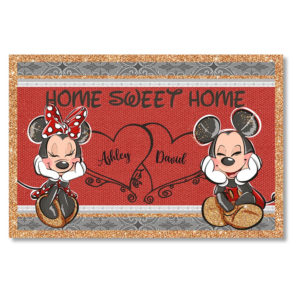Personalized Mouse Doormat with Names Cute Home Decor Gift Doormat GradoCreations