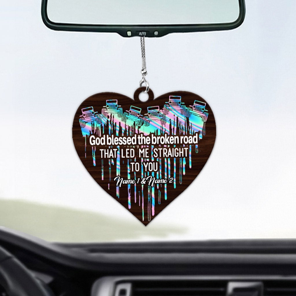Personalized Heart Couple Car Ornament Custom Names Gift Car Ornament GradoCreations