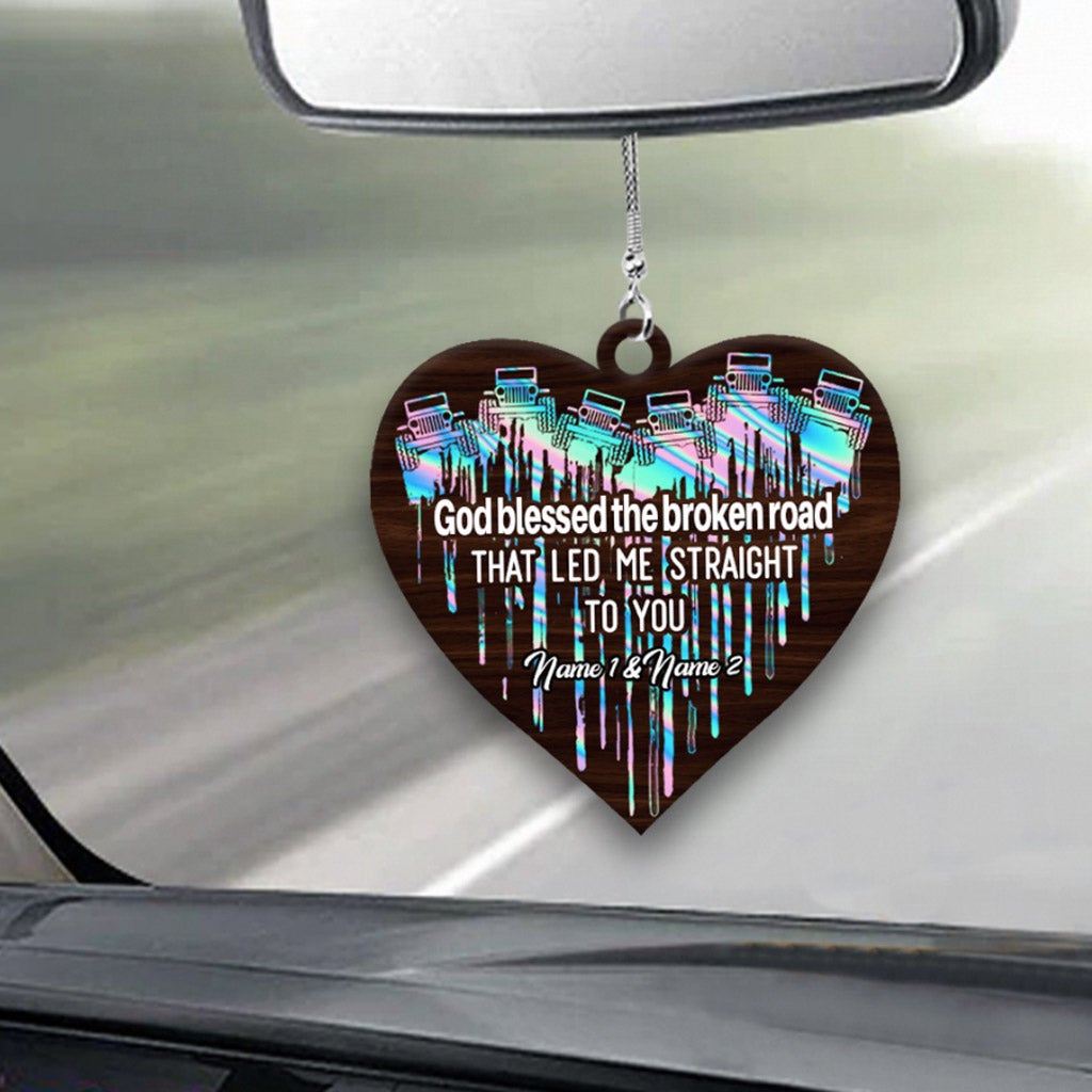 Personalized Heart Couple Car Ornament Custom Names Gift Car Ornament GradoCreations