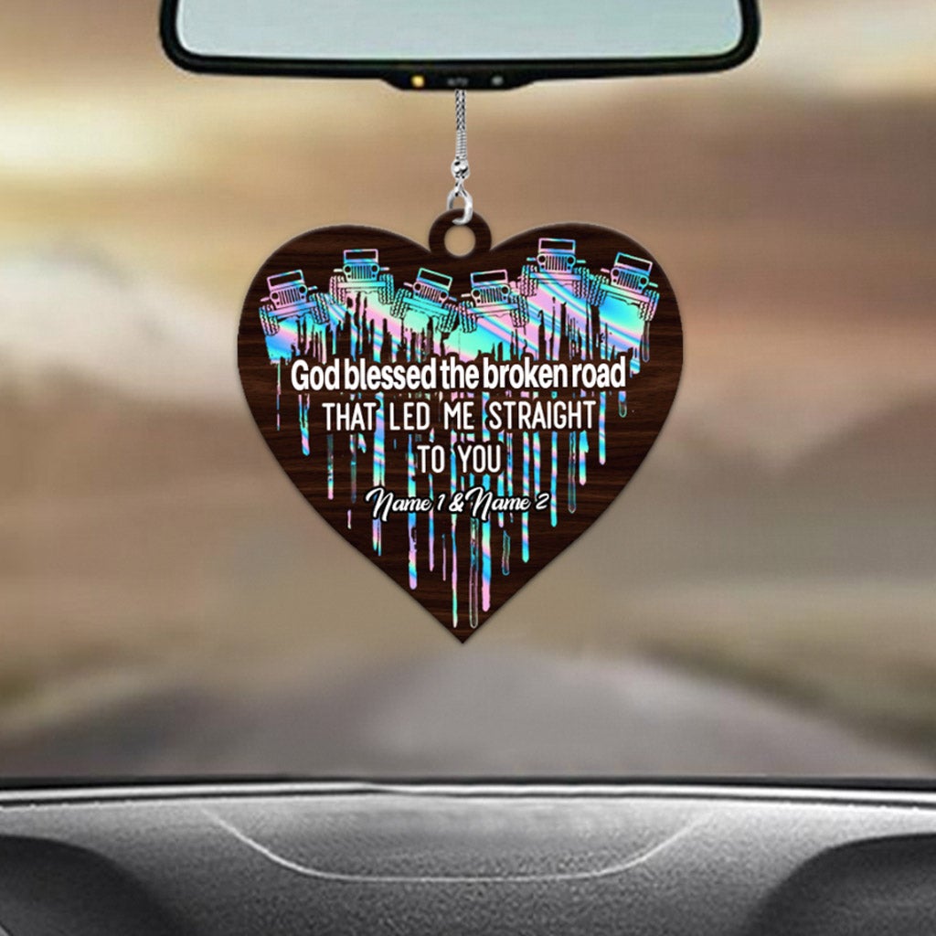 Personalized Heart Couple Car Ornament Custom Names Gift Car Ornament GradoCreations