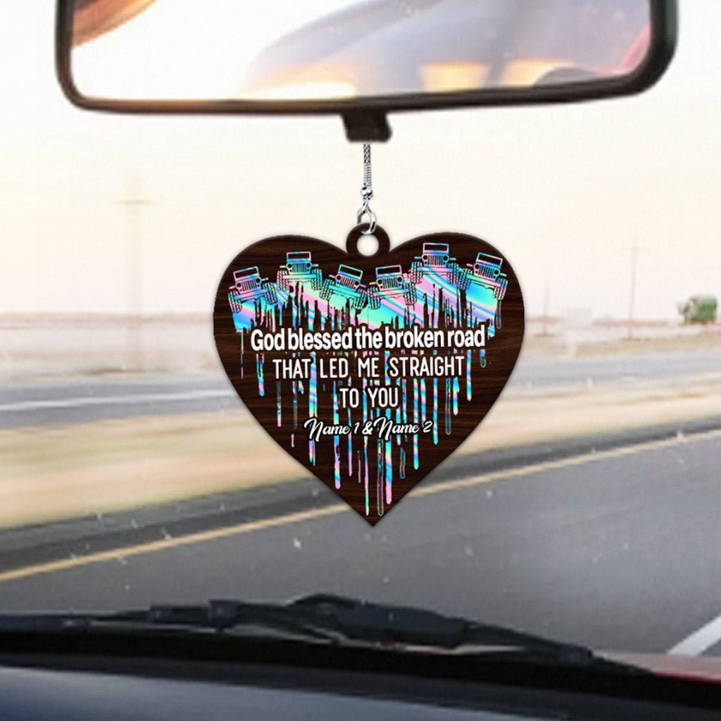 Personalized Heart Couple Car Ornament Custom Names Gift Car Ornament GradoCreations