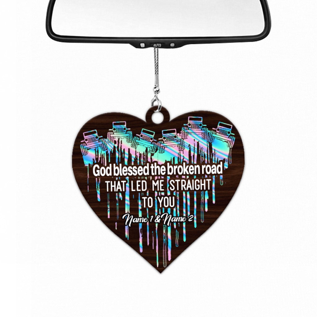 Personalized Heart Couple Car Ornament Custom Names Gift Car Ornament GradoCreations