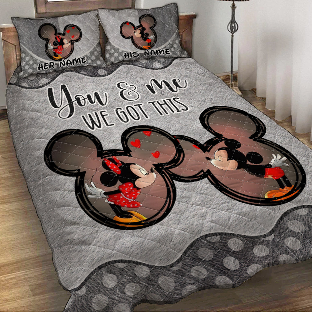 Personalized Mickey & Minnie Mouse Quilt Set Custom Names Gift for Couples Quilt Set GradoCreations