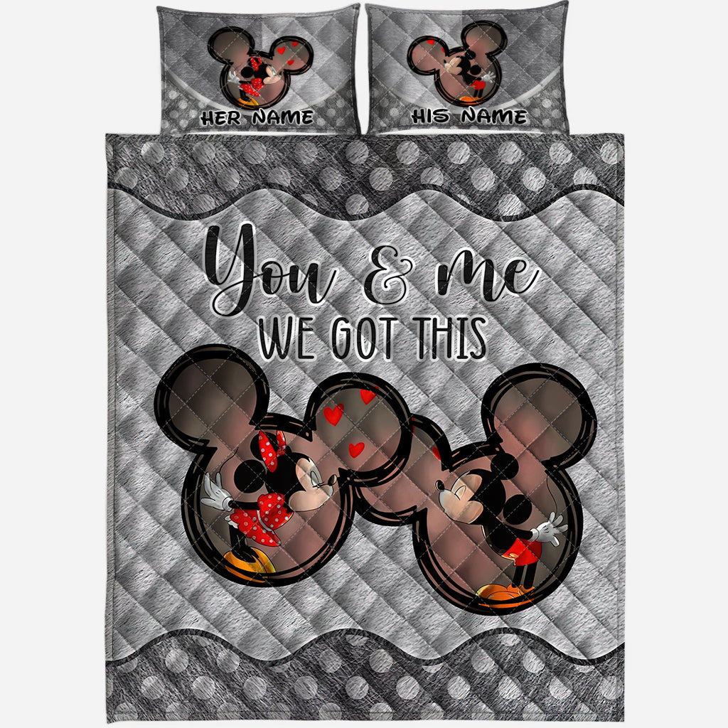 Personalized Mickey & Minnie Mouse Quilt Set Custom Names Gift for Couples Quilt Set GradoCreations