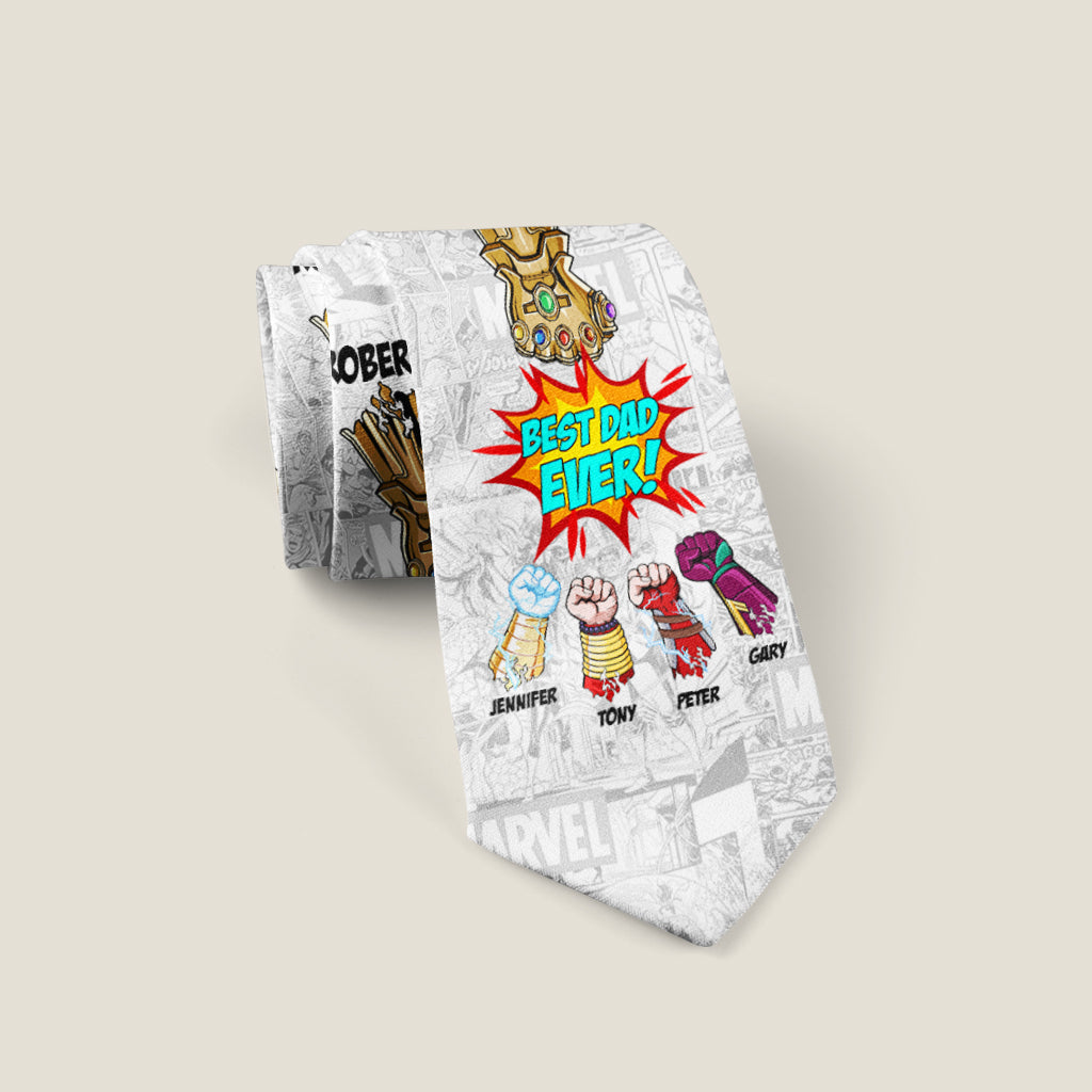 Personalized Comic Style Necktie Best Dad Ever Gift Idea Necktie GradoCreations