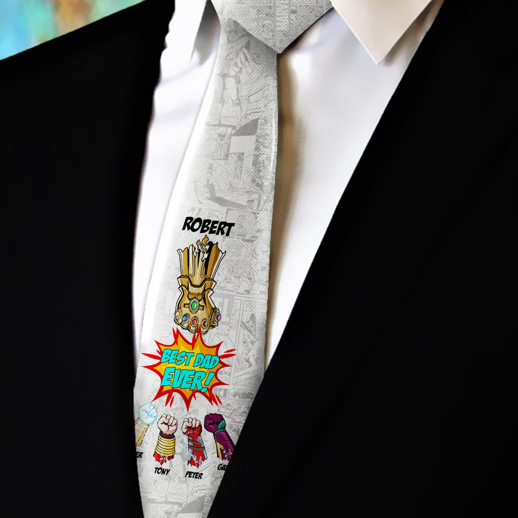 Personalized Comic Style Necktie Best Dad Ever Gift Idea Necktie GradoCreations
