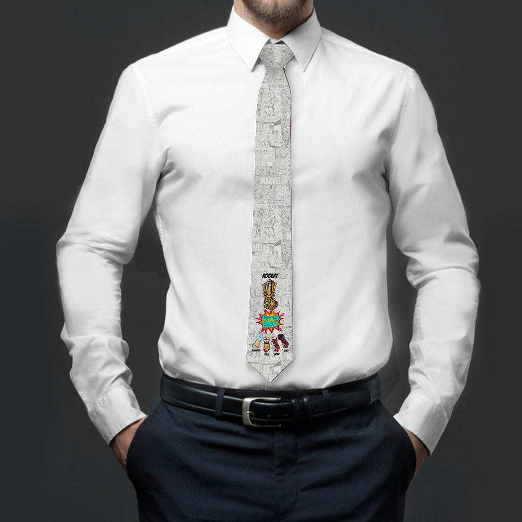 Personalized Comic Style Necktie Best Dad Ever Gift Idea Necktie GradoCreations