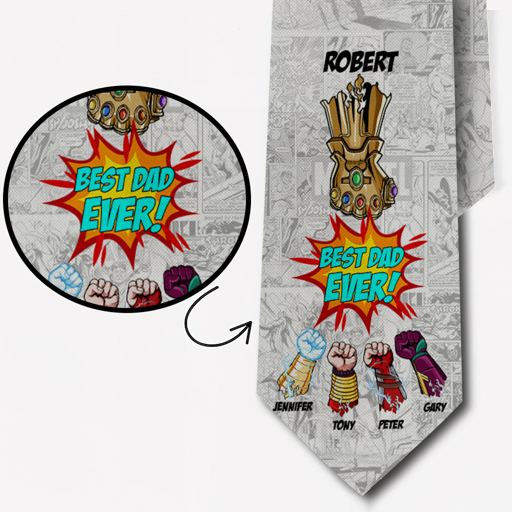 Personalized Comic Style Necktie Best Dad Ever Gift Idea Necktie GradoCreations
