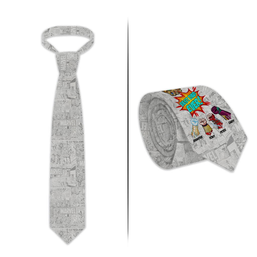 Personalized Comic Style Necktie Best Dad Ever Gift Idea Necktie GradoCreations
