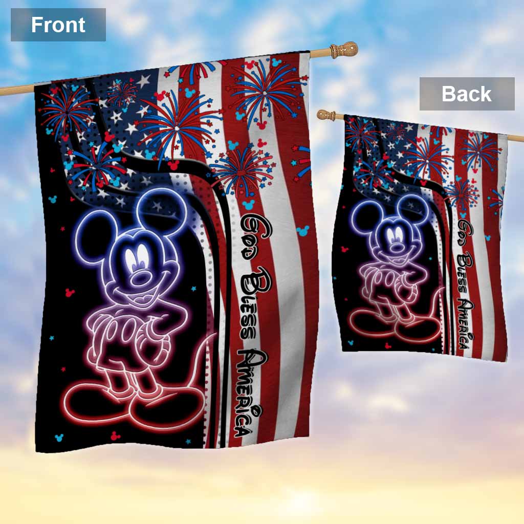 Personalized Independence Day Mouse House Flag Gift for Family House Flag GradoCreations