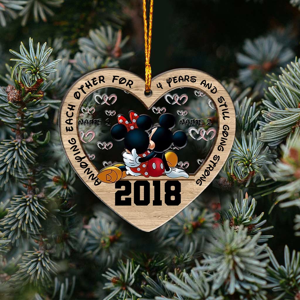 Personalized Christmas Couple Ornament Custom Names Heart Gift Layers Mix Ornament GradoCreations