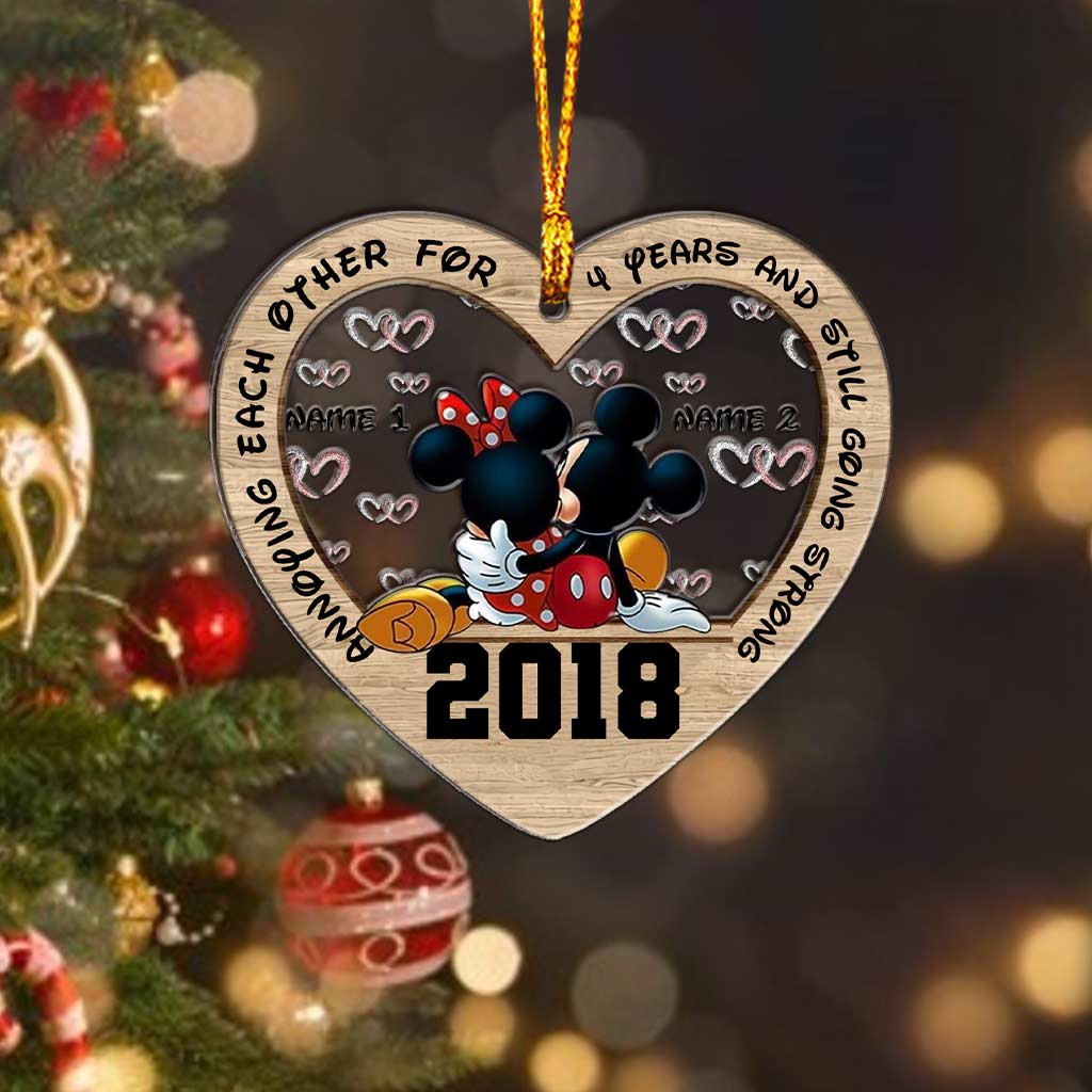 Personalized Christmas Couple Ornament Custom Names Heart Gift Layers Mix Ornament GradoCreations