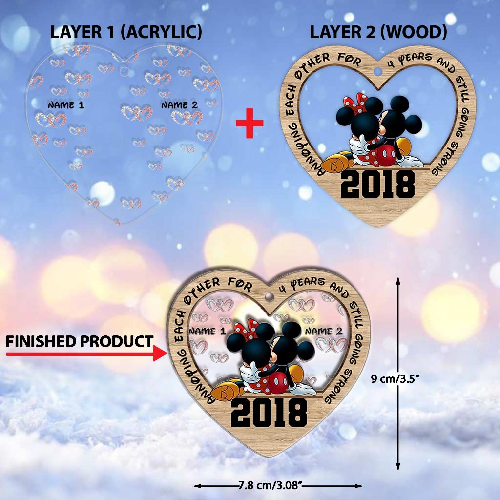 Personalized Christmas Couple Ornament Custom Names Heart Gift Layers Mix Ornament GradoCreations