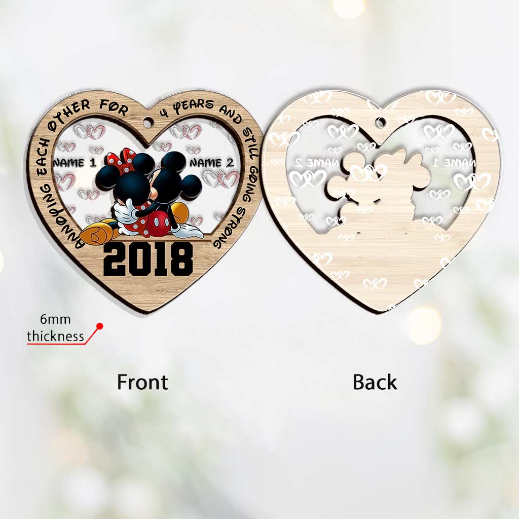 Personalized Christmas Couple Ornament Custom Names Heart Gift Layers Mix Ornament GradoCreations