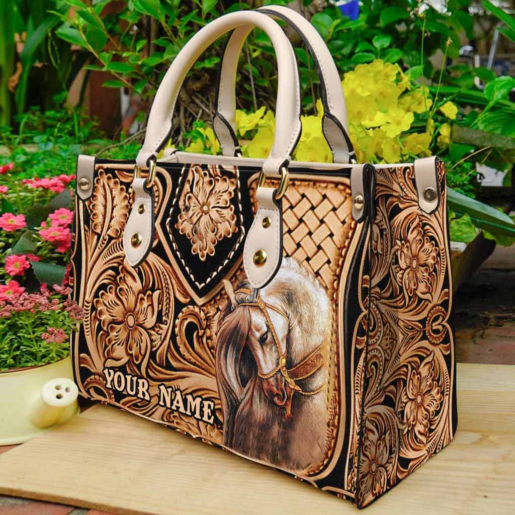 Personalized Horse Leather Handbag Custom Name Gift for Her Leather Handbag GradoCreations