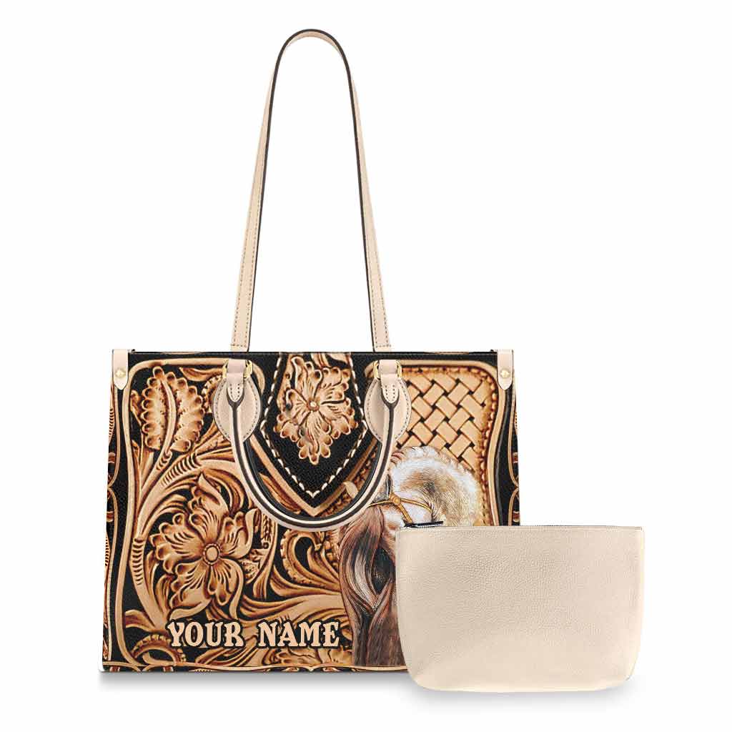 Personalized Horse Leather Handbag Custom Name Gift for Her Leather Handbag GradoCreations