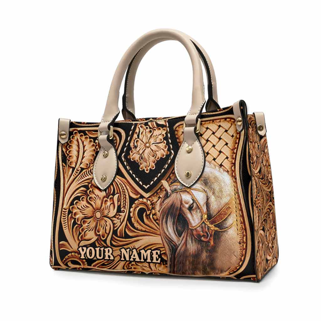 Personalized Horse Leather Handbag Custom Name Gift for Her Leather Handbag GradoCreations