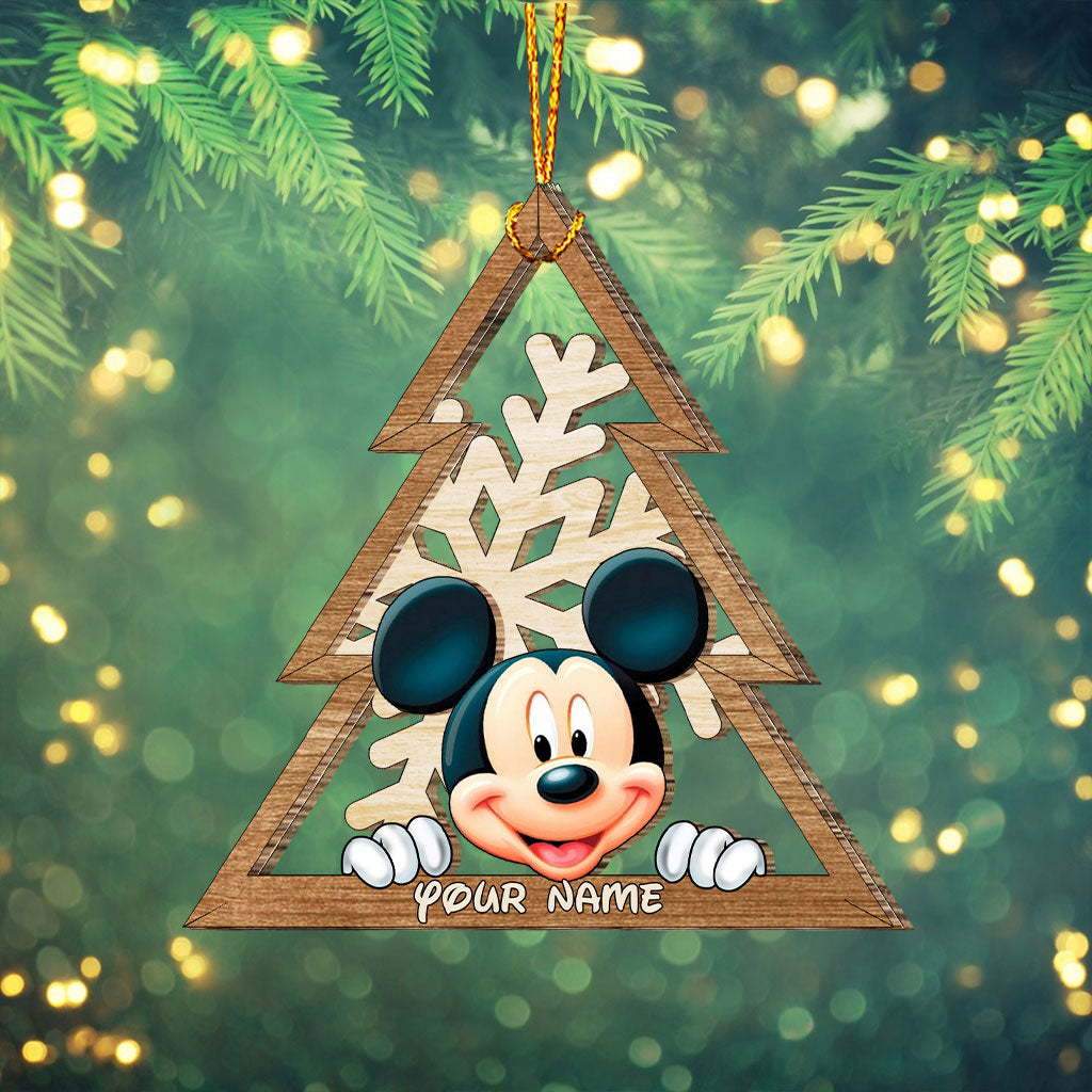 Personalized Mouse Ears Snowflake Layered Wood Ornament Christmas Gift Layered Wood Ornament GradoCreations