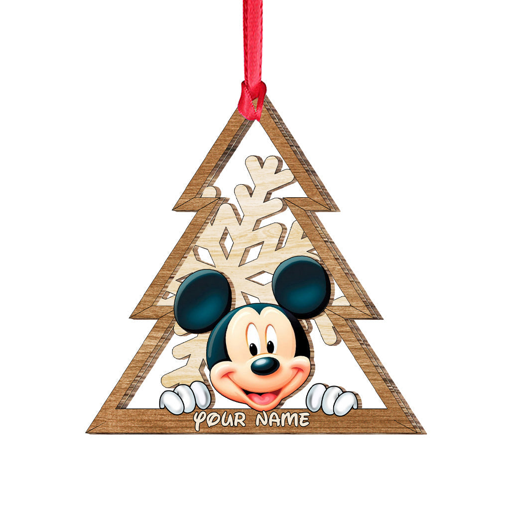 Personalized Mouse Ears Snowflake Layered Wood Ornament Christmas Gift Layered Wood Ornament GradoCreations