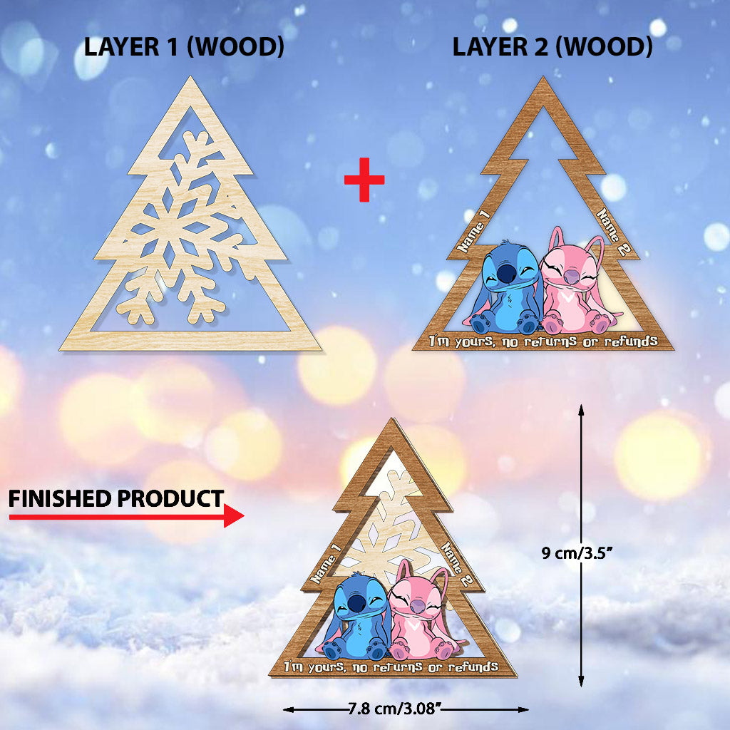 Personalized Ohana Snowflake Layered Wood Ornament Gift for Couples Layered Wood Ornament GradoCreations