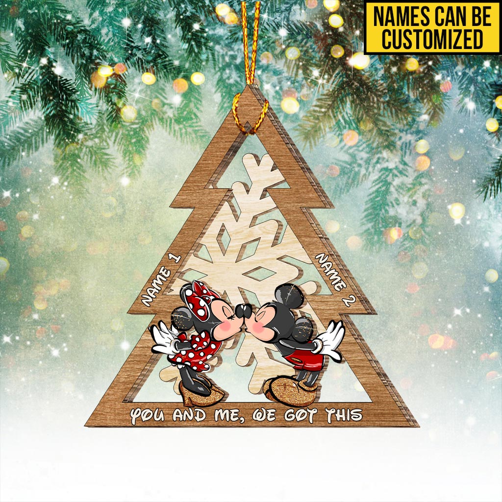 Personalized Christmas Mouse Ears Ornament Custom Names Gift Layered Wood Ornament GradoCreations