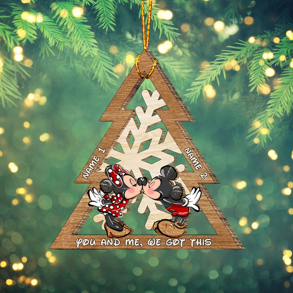 Personalized Christmas Mouse Ears Ornament Custom Names Gift Layered Wood Ornament GradoCreations