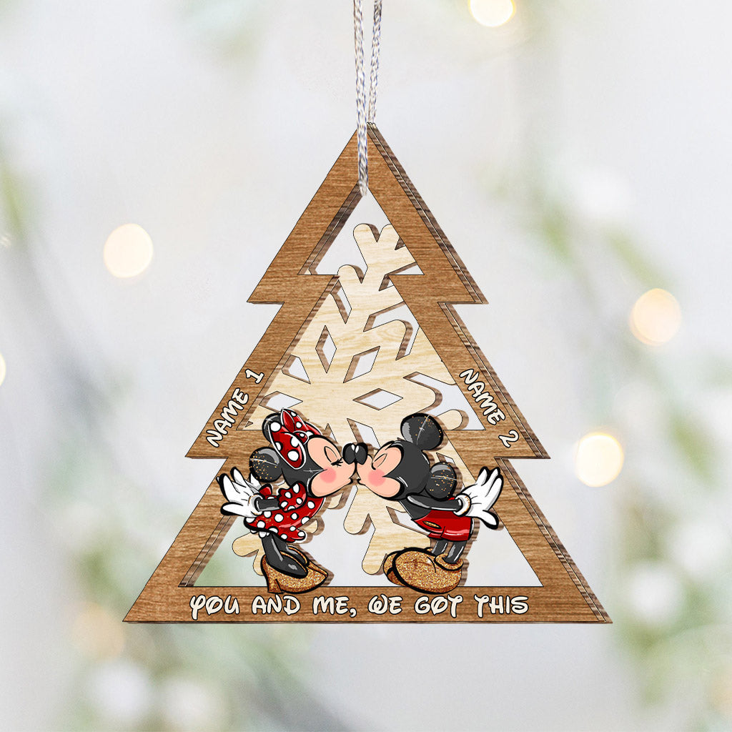 Personalized Christmas Mouse Ears Ornament Custom Names Gift Layered Wood Ornament GradoCreations