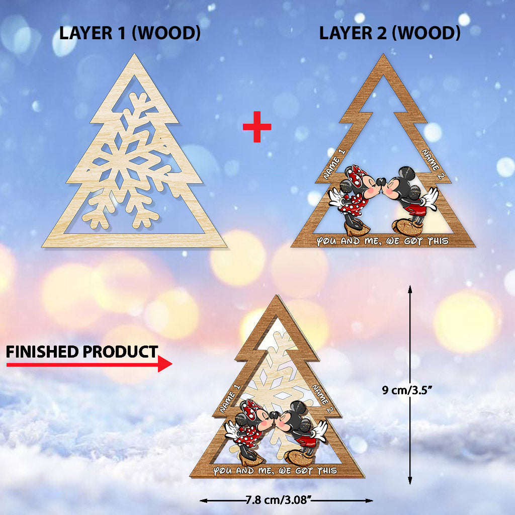 Personalized Christmas Mouse Ears Ornament Custom Names Gift Layered Wood Ornament GradoCreations