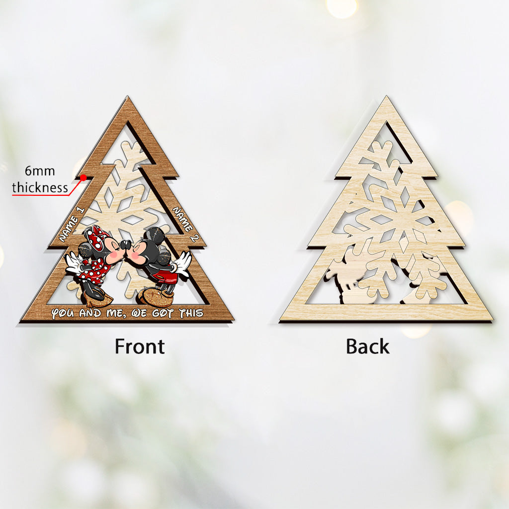 Personalized Christmas Mouse Ears Ornament Custom Names Gift Layered Wood Ornament GradoCreations