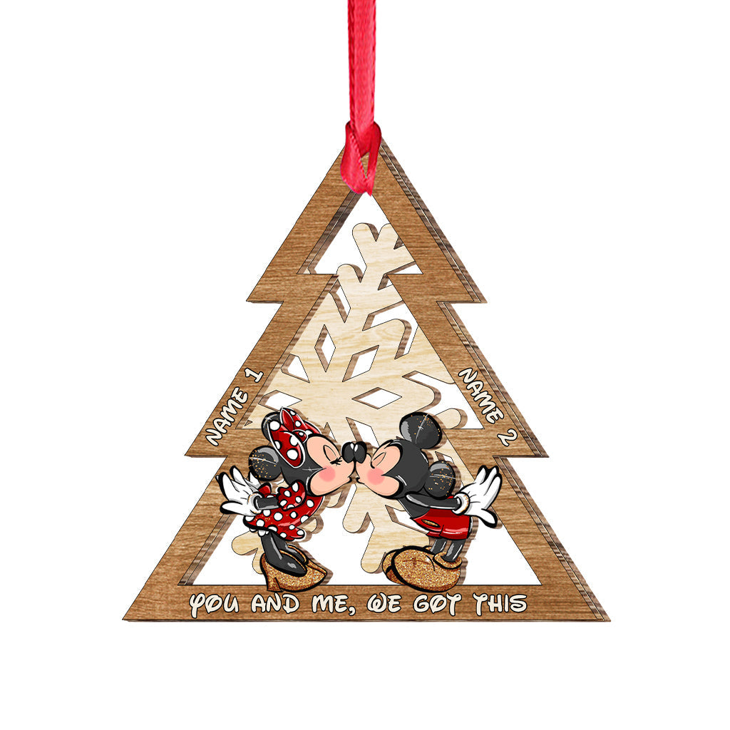 Personalized Christmas Mouse Ears Ornament Custom Names Gift Layered Wood Ornament GradoCreations